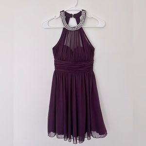 Dark purple homecoming, elegant mini dress